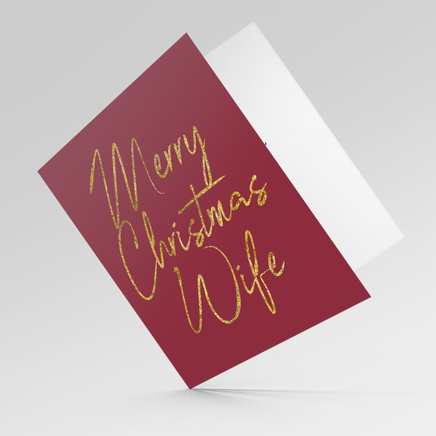 Wife - Golden glitter Christmas card for wife in English