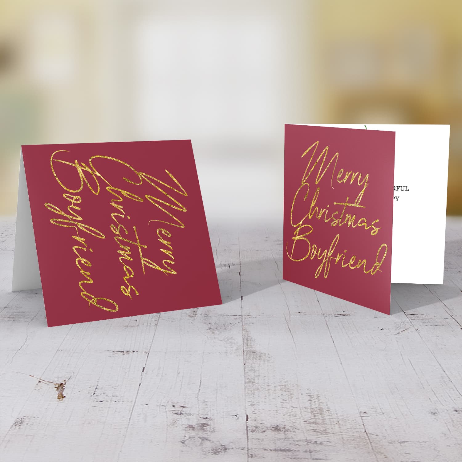 Boyfriend - Golden glitter Christmas card for boyfriend in English