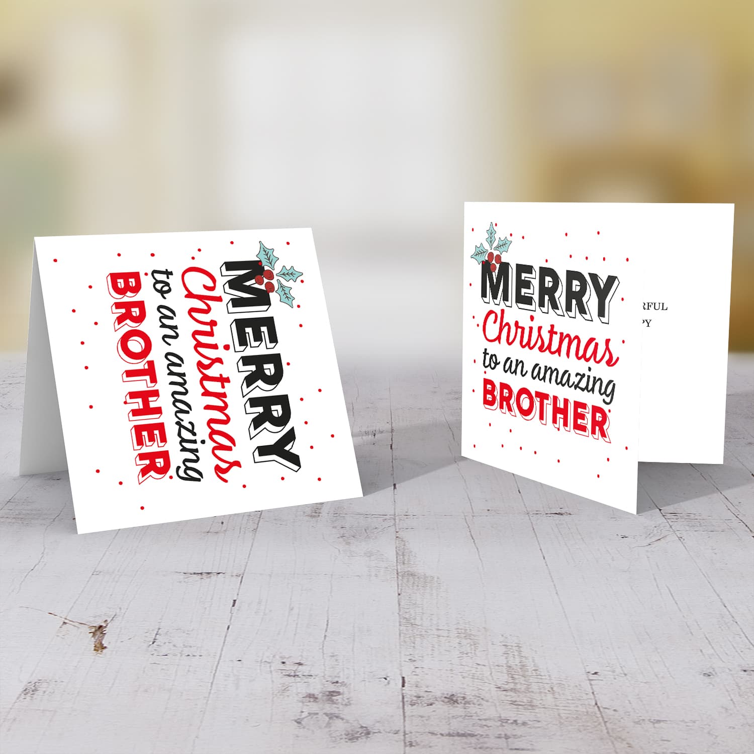 Brother - Merry Christmas to an amazing Brother Christmas card with holly in English