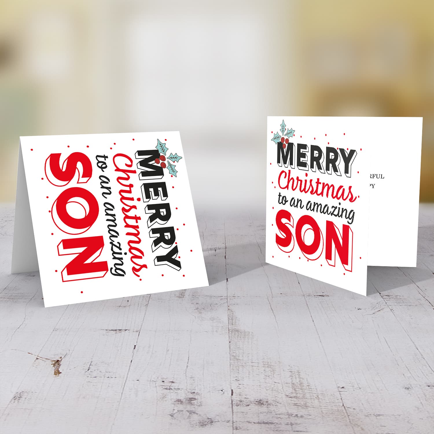 Son - Merry Christmas to an amazing Son Christmas card with holly in English