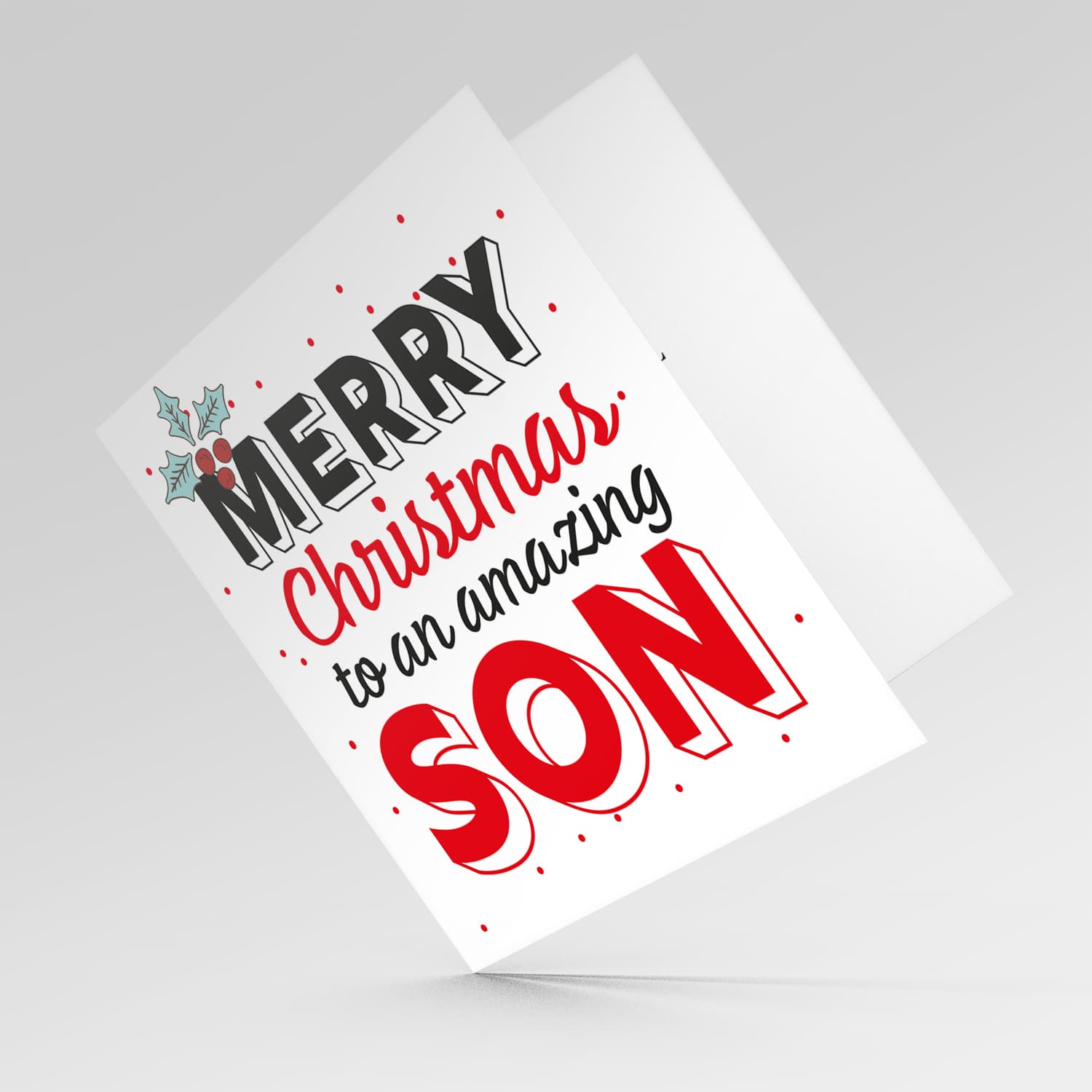Son - Merry Christmas to an amazing Son Christmas card with holly in English