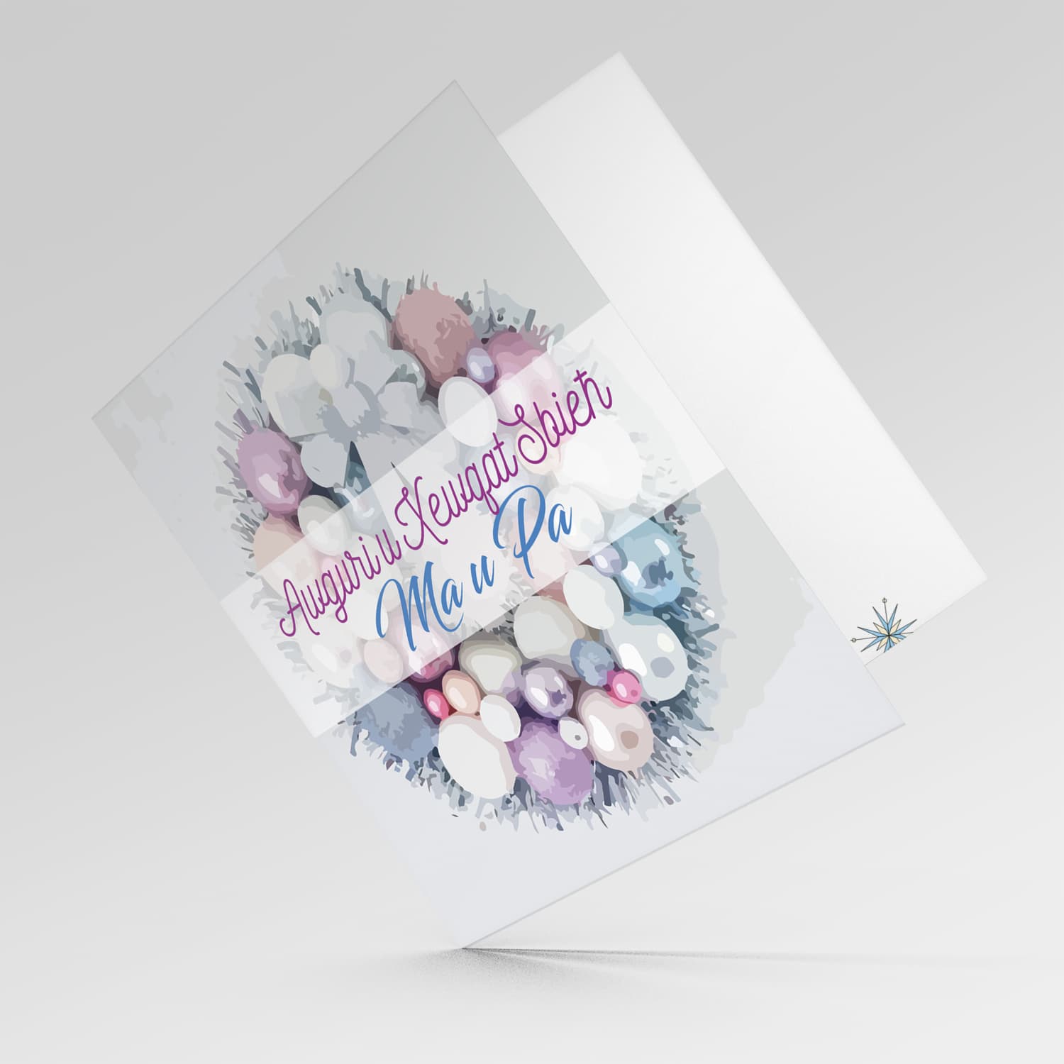 Parents - Christmas card for parents with bauble wreath in Maltese