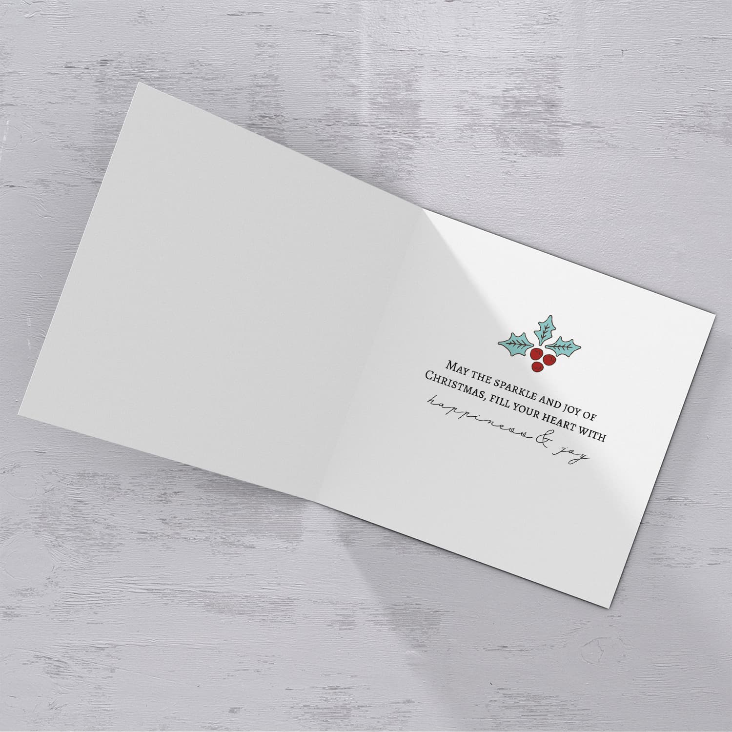 Boyfriend - Christmas holly, scattered snow, and light background Christmas card for boyfriend in English