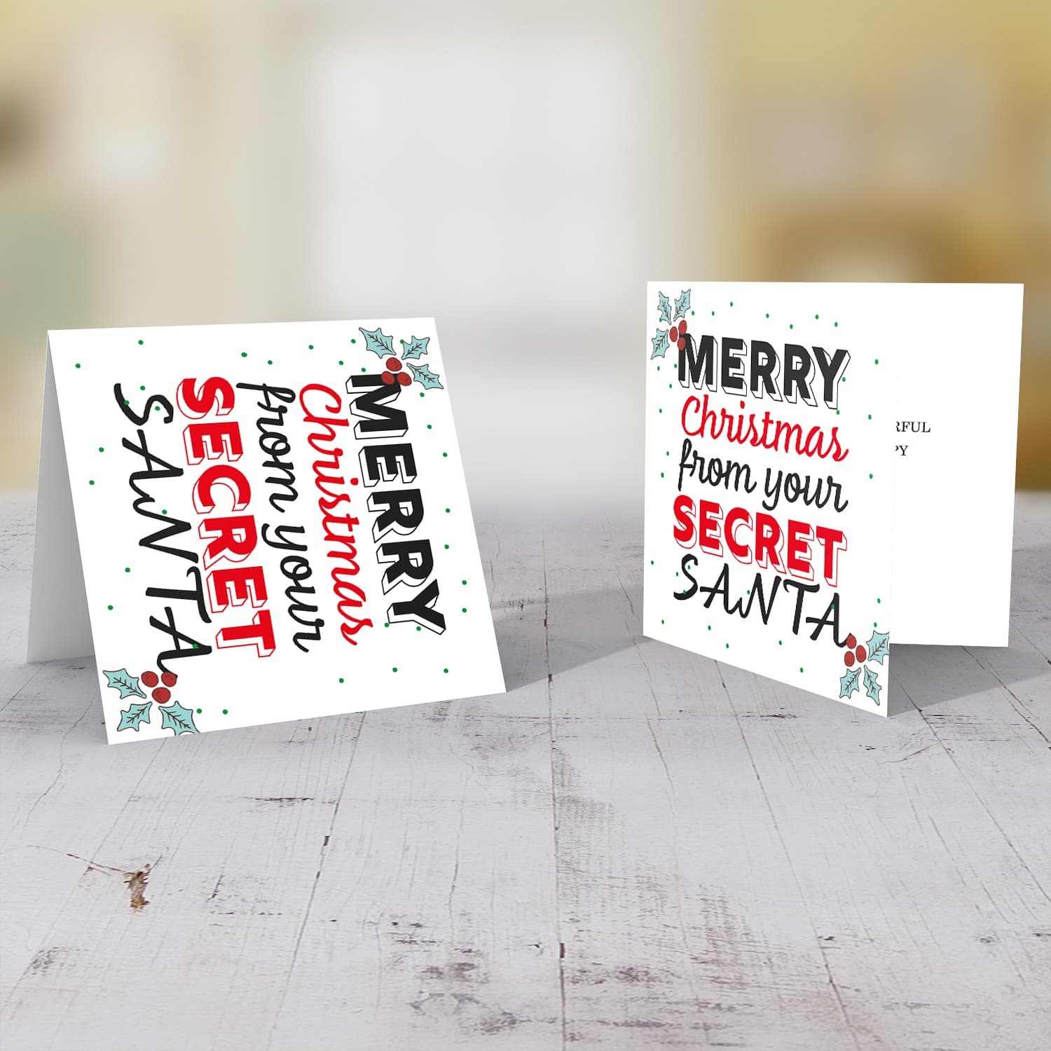 Merry Christmas from your secret santa with holly in English
