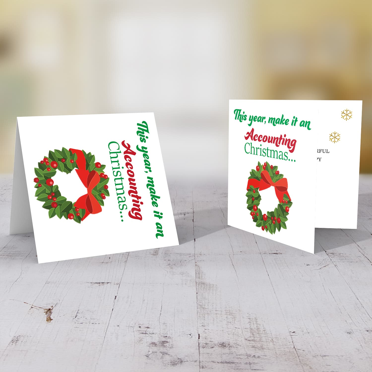 Christmas wreath Christmas card in English (funny accounting)