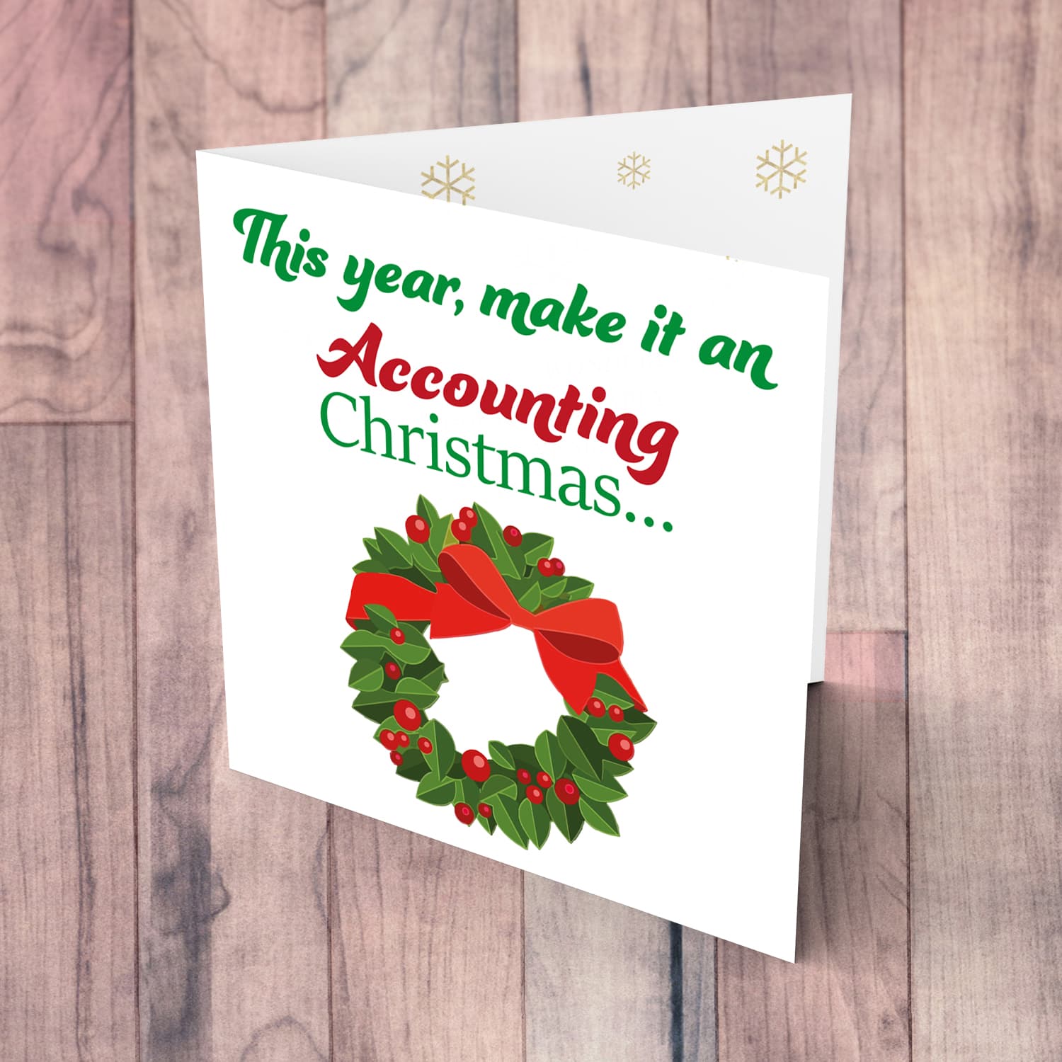 Christmas wreath Christmas card in English (funny accounting)