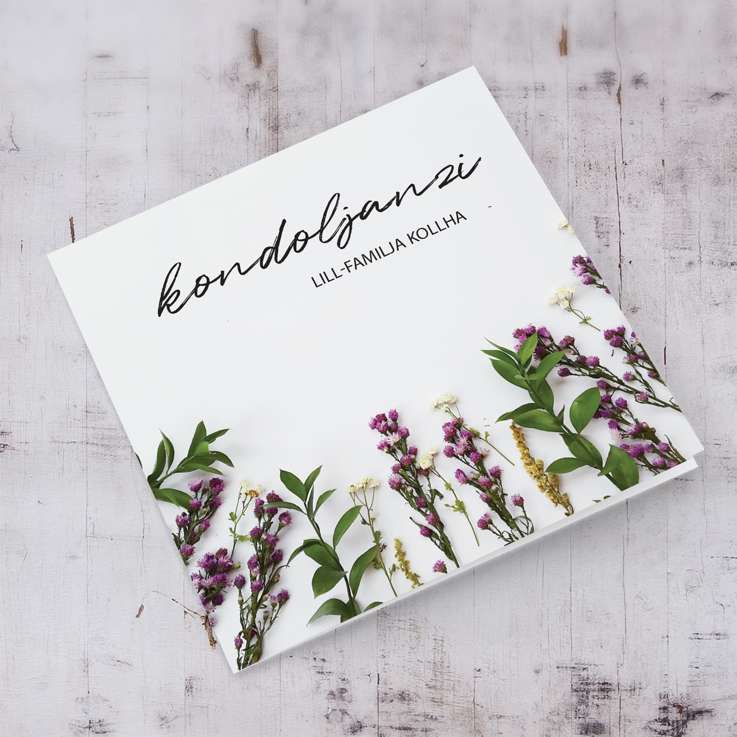 Sympathy card with foliage and flowers background in Maltese