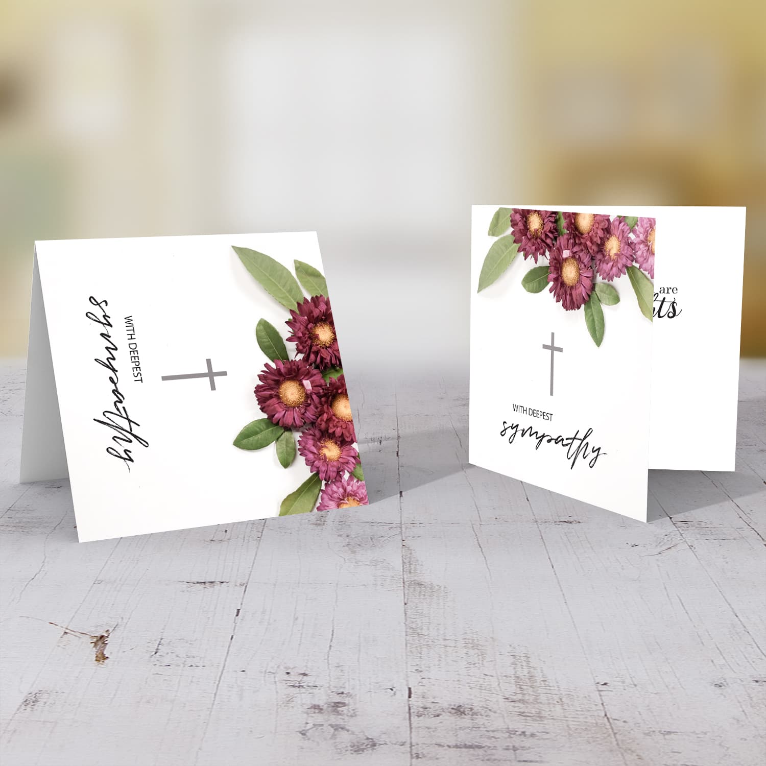 Sympathy card with flowers in English 