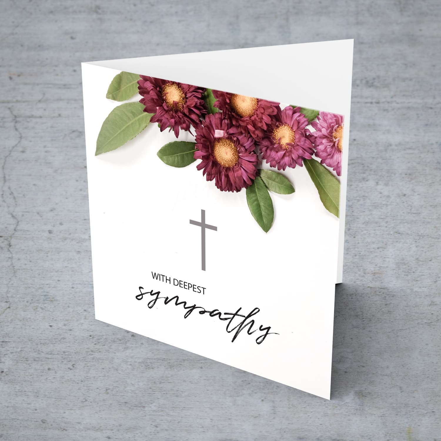 Sympathy card with flowers in English 