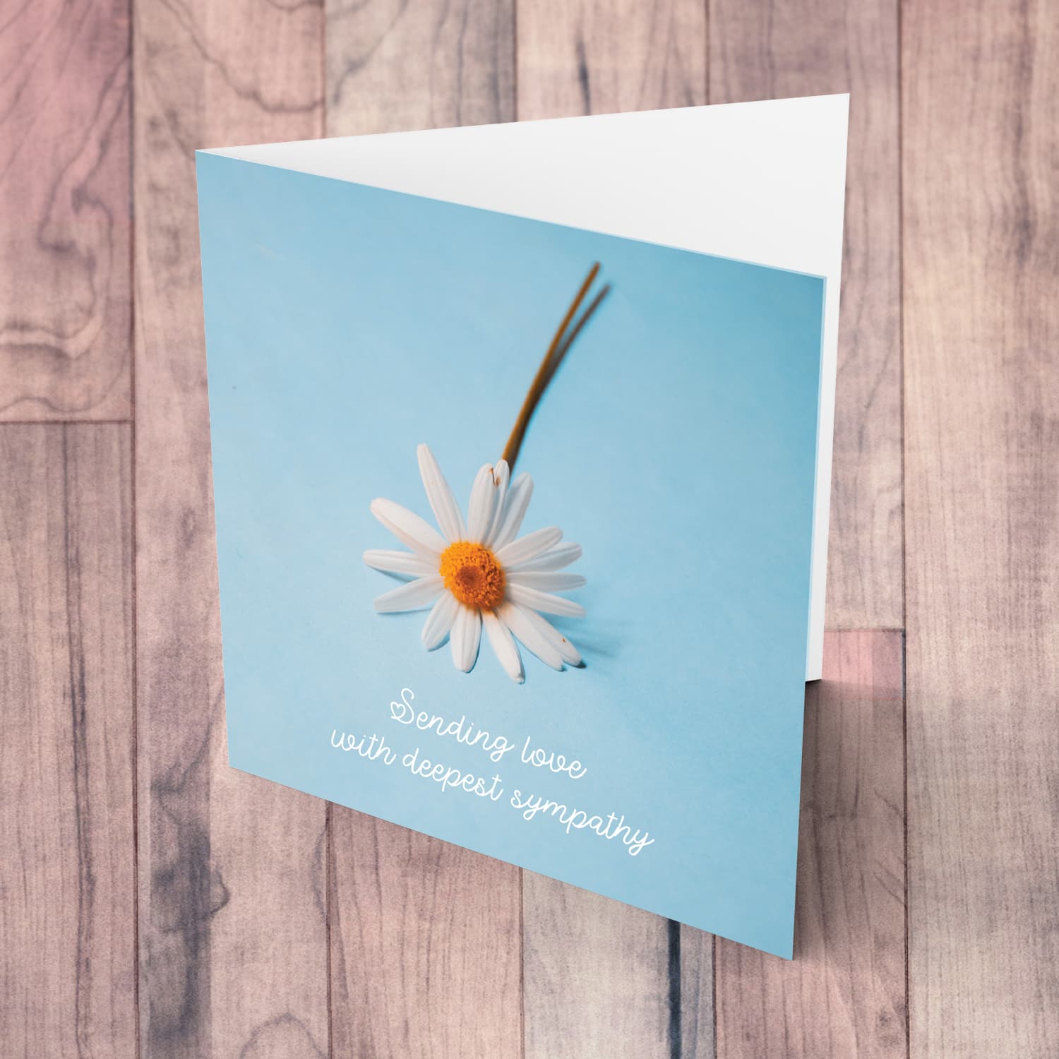 Sympathy card with white flower in English 