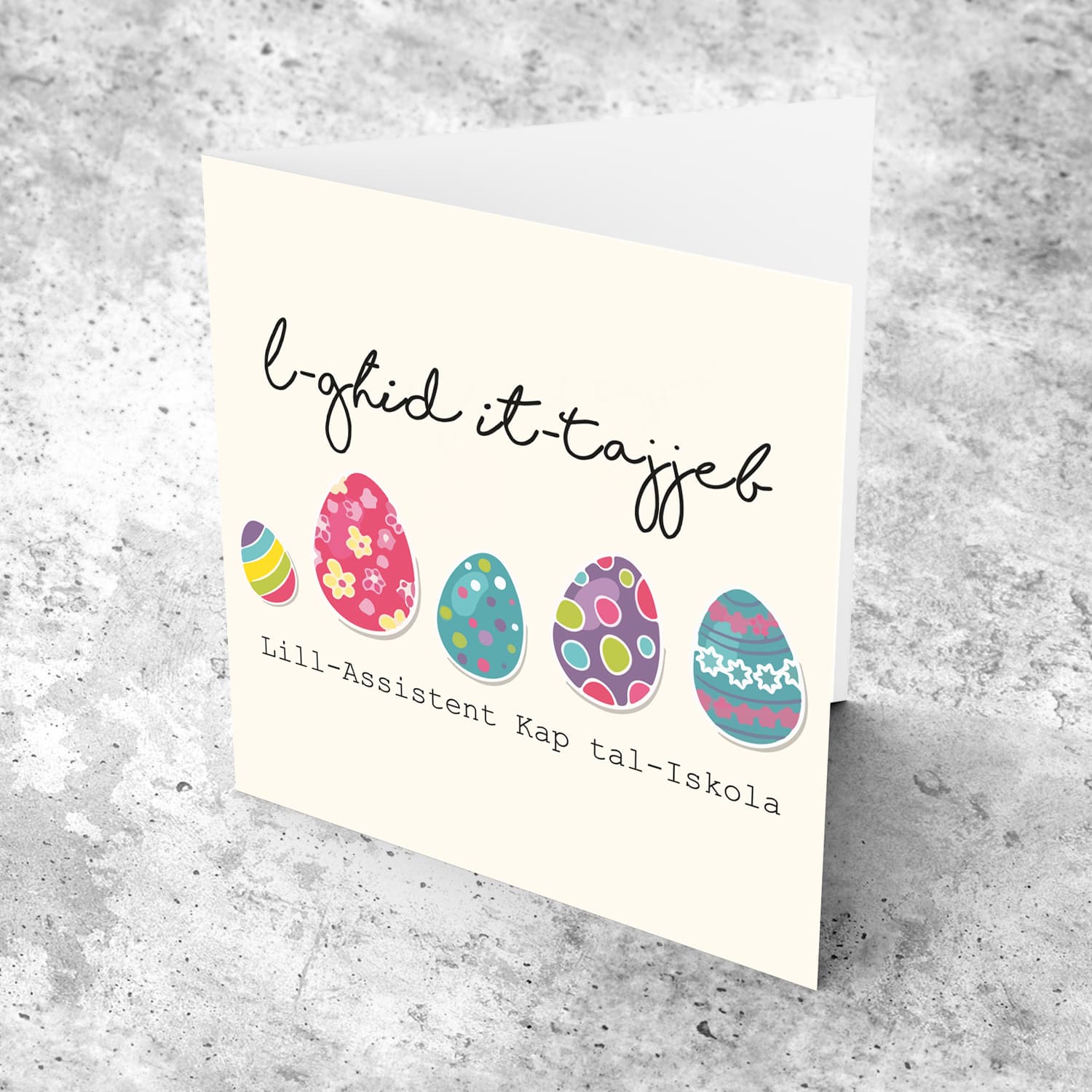 Assistant Head of School - Easter Eggs themed card in Maltese