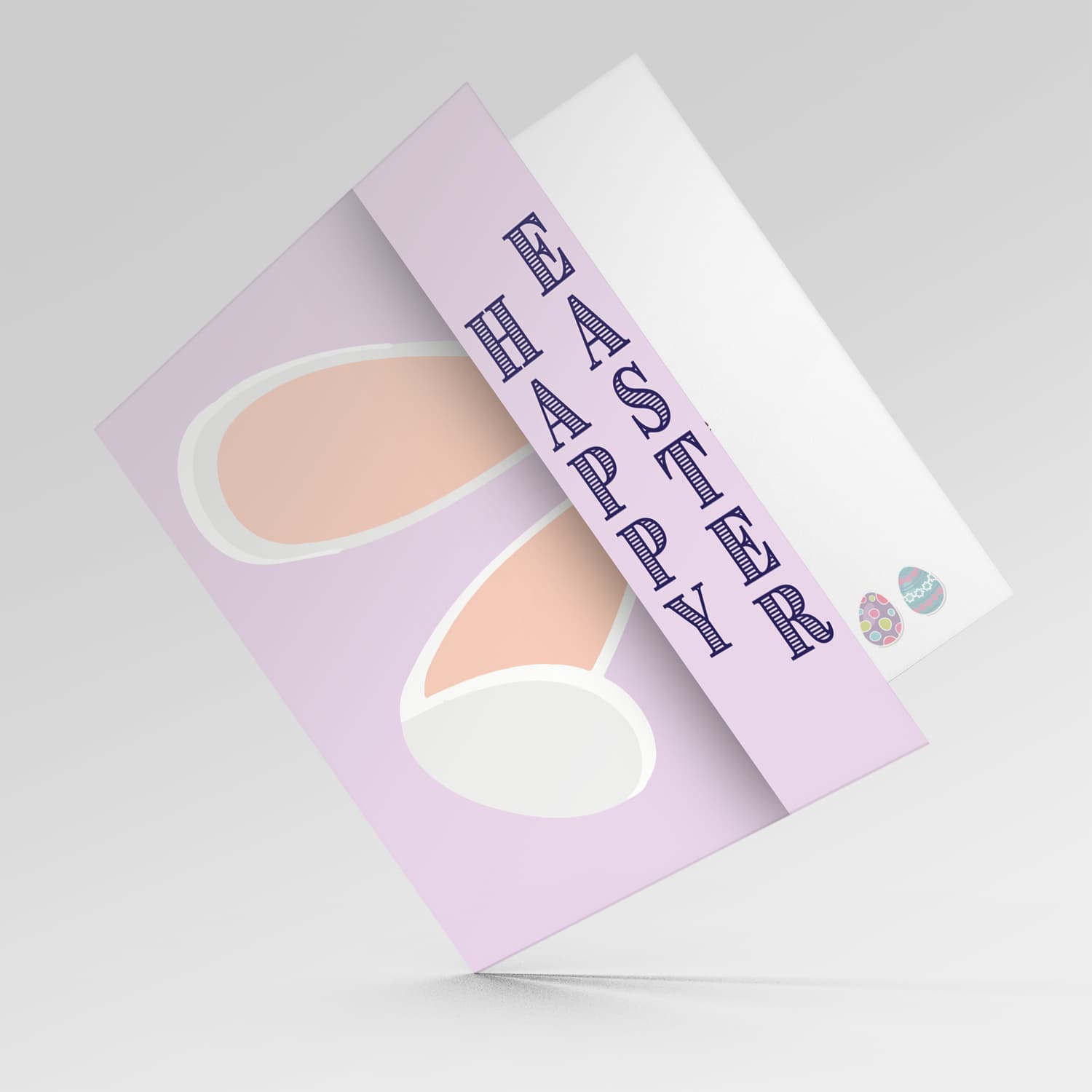 Cute bunny rabbit ears Easter Card with pink background in English