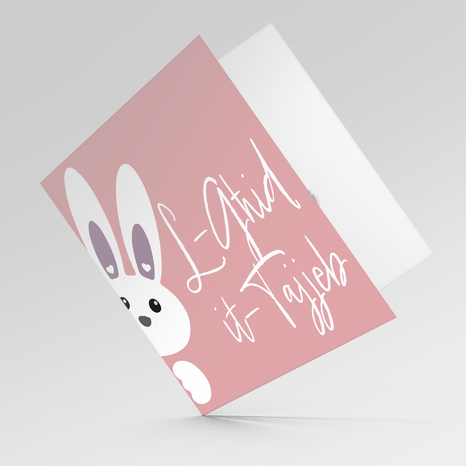 Cute bunny peeping out with pink background Easter Card in Maltese