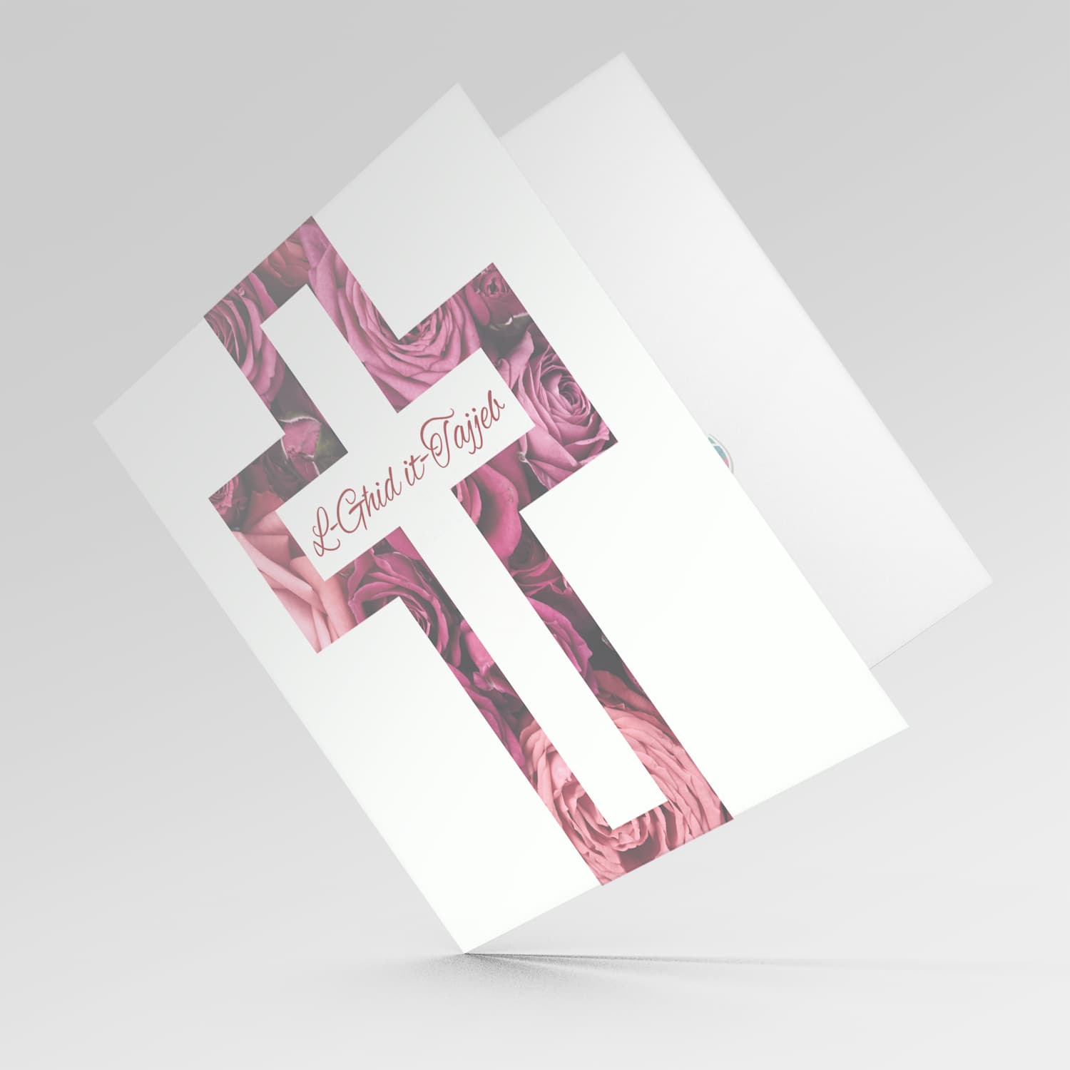 Religious Easter card, with the Holy Cross and roses in Maltese