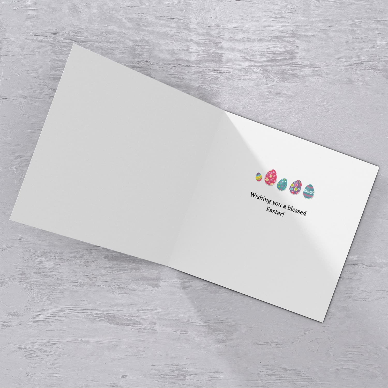Colourful Easter card with easter eggs in English