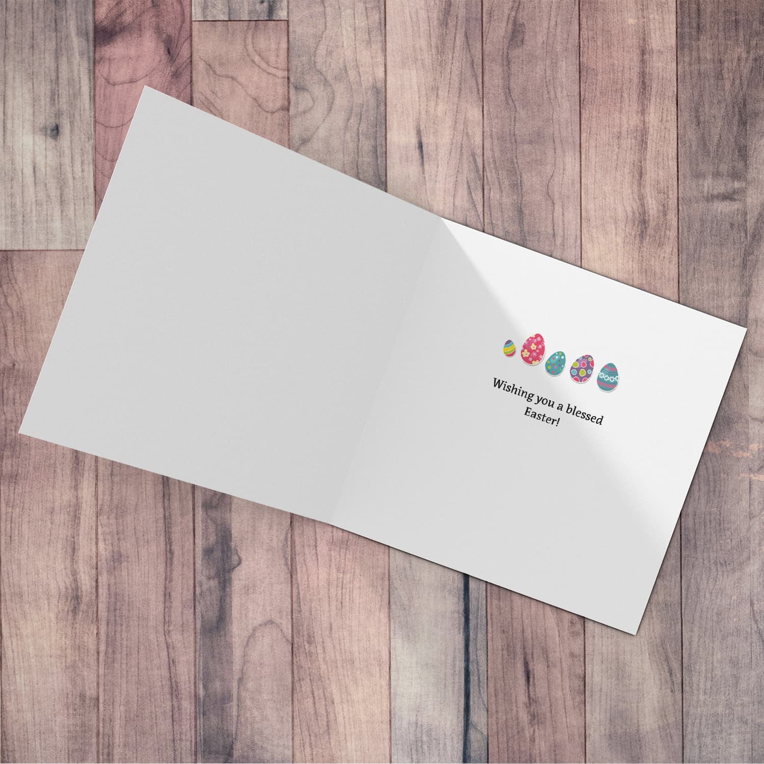 Cute bunny Easter card with colourful text and polka dotted background in English