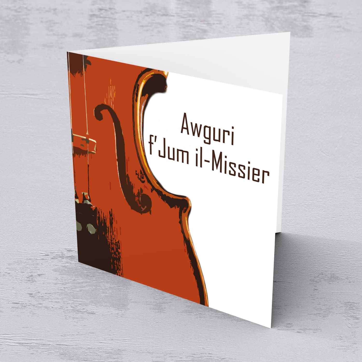 Violin themed father's day card in Maltese