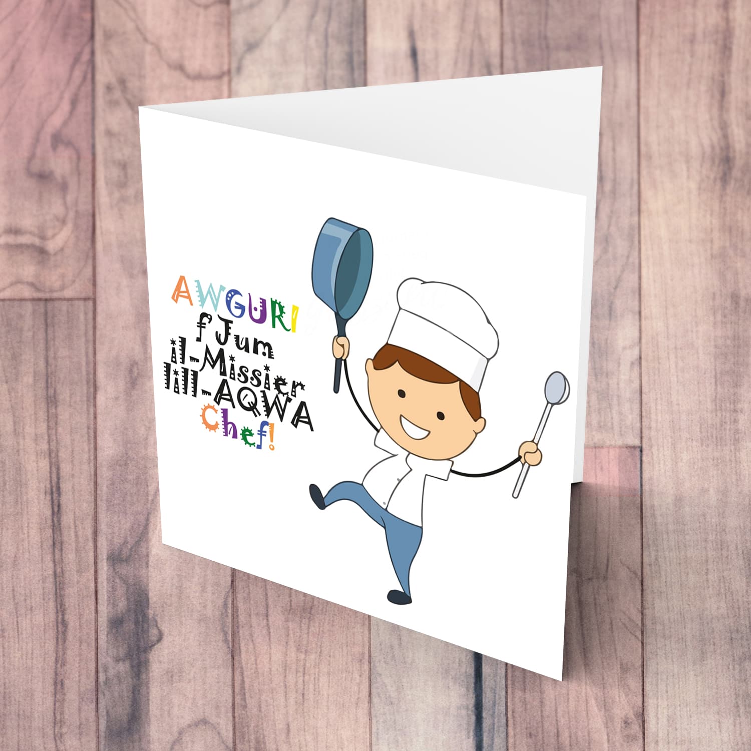 Funny Chef themed father's day card in Maltese