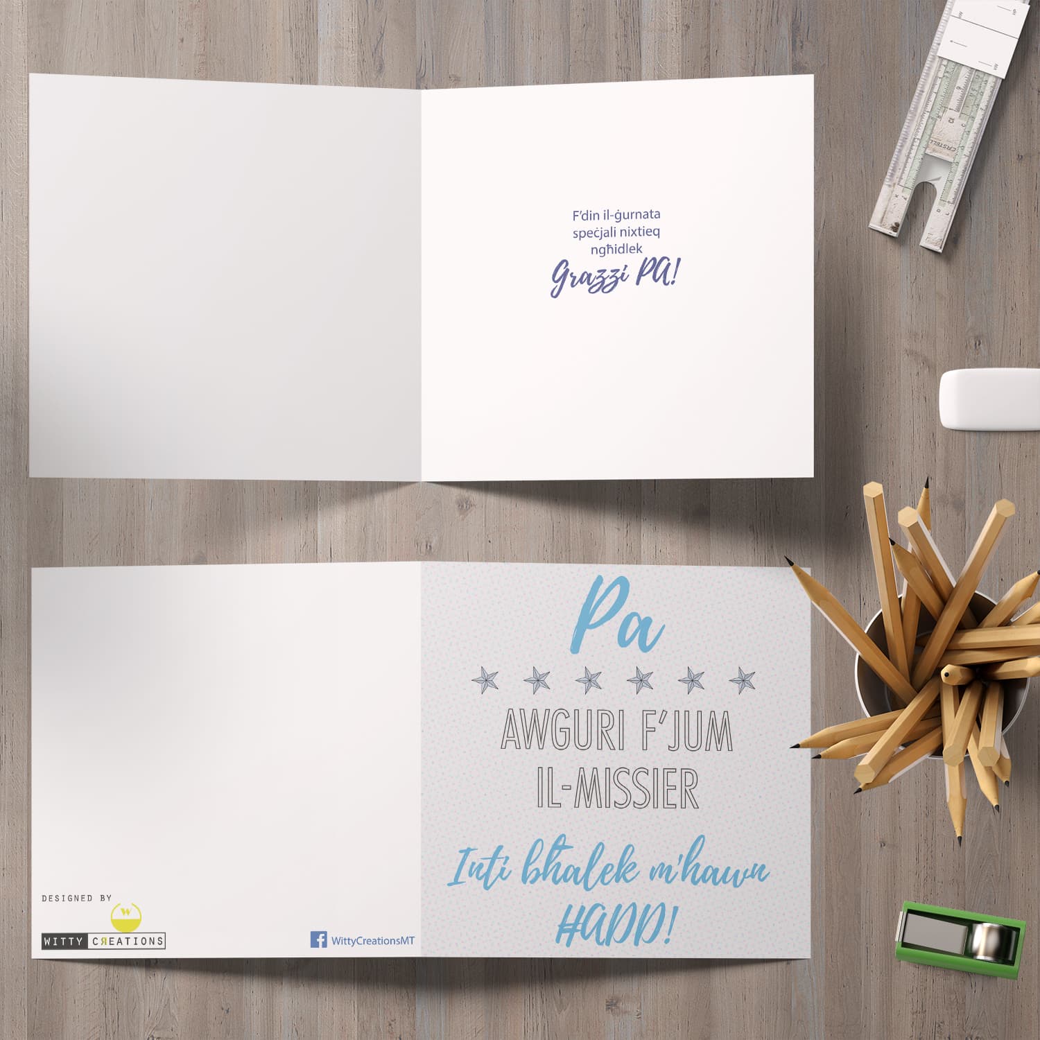Dotted background father's day card for Dad in Maltese