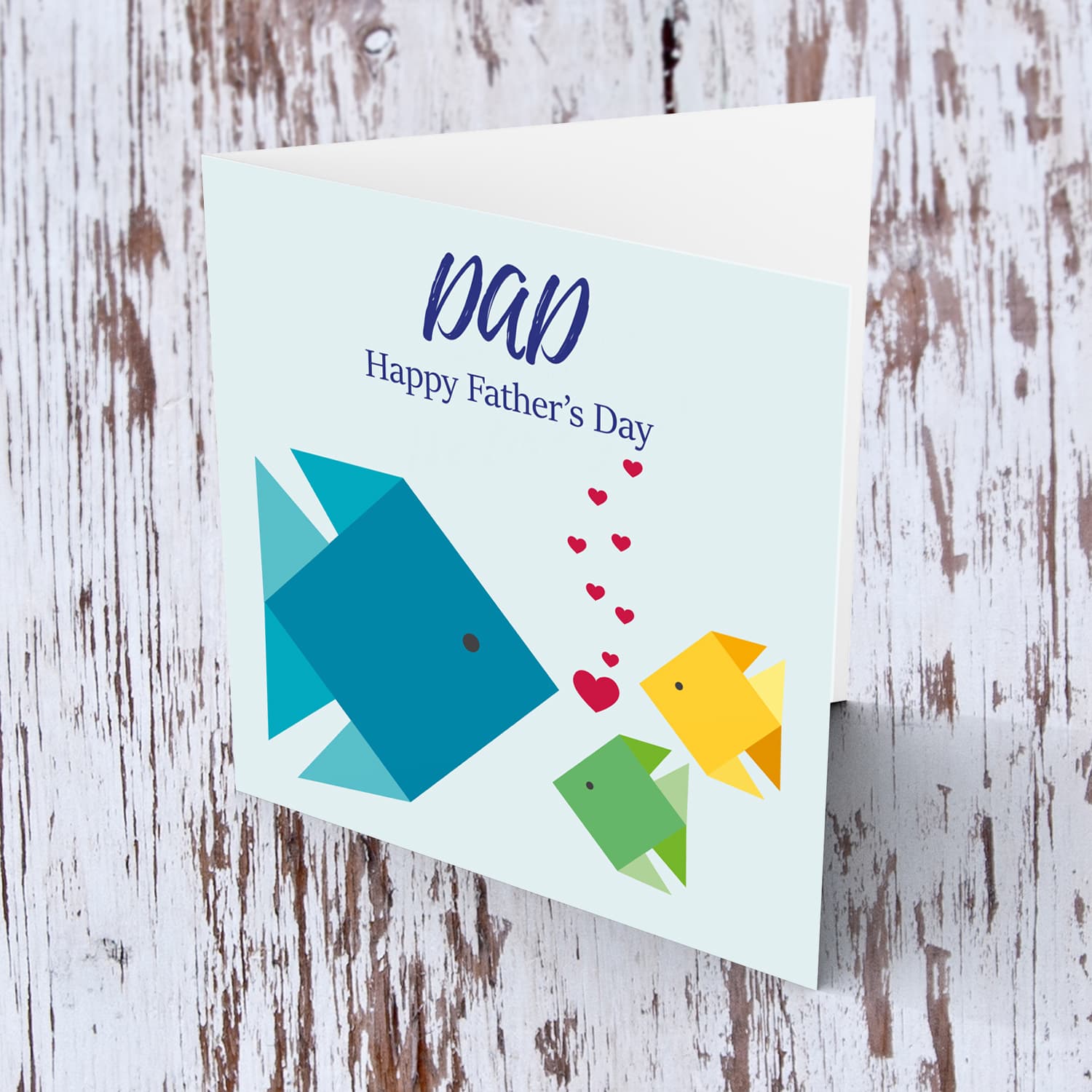 Fish origami father's day card in English