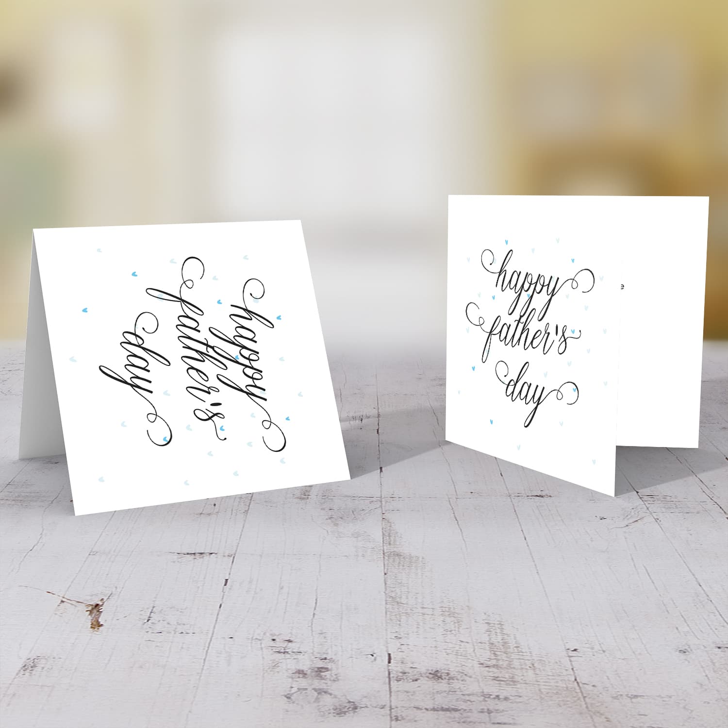 Cute father's day card with blue scattered hearts in English