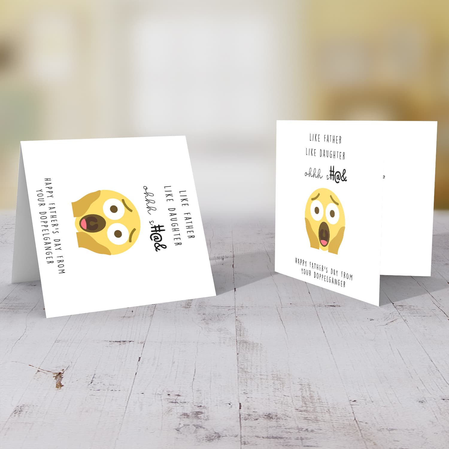 OMG emoji funny father's day card like father like daughter in English