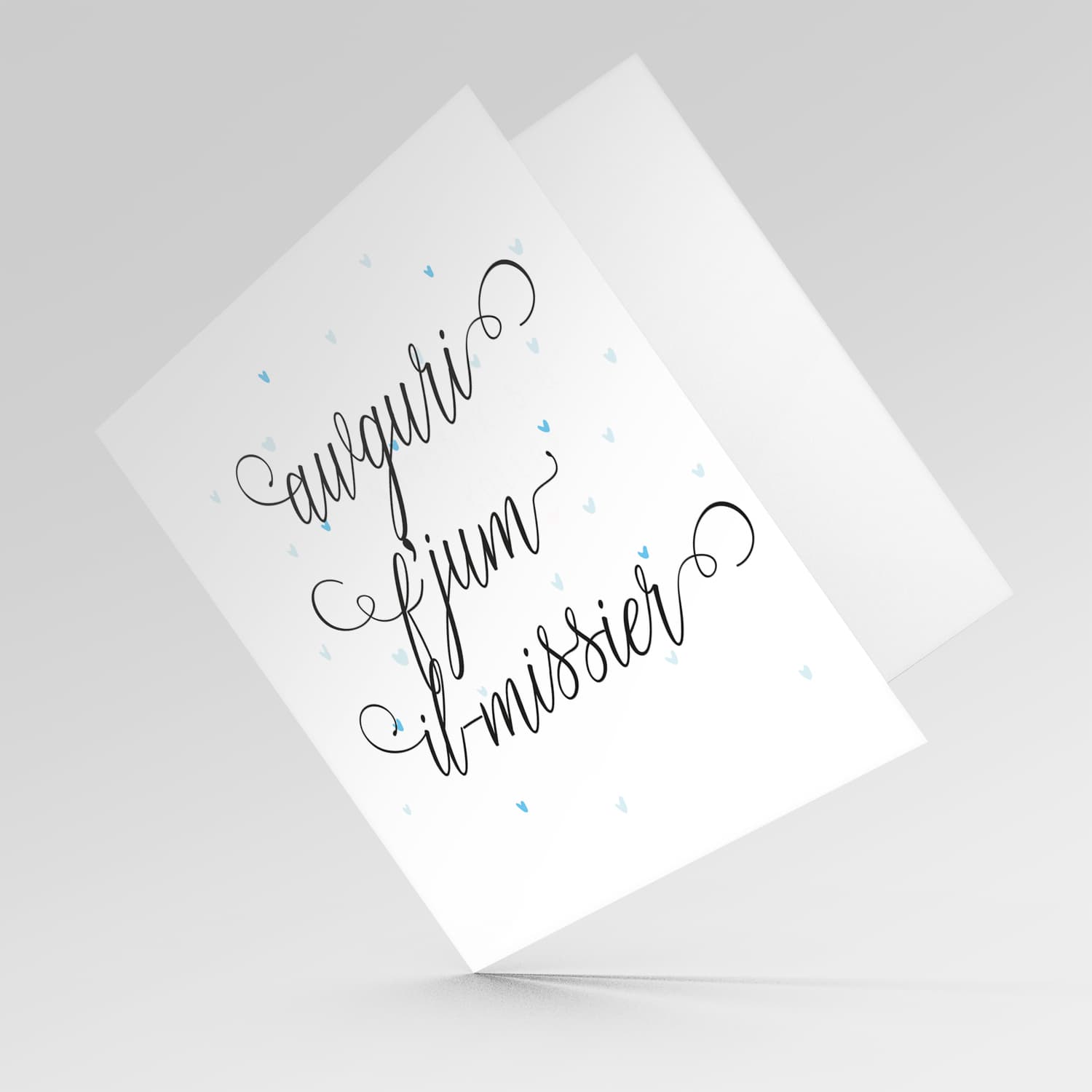 Cute father's day card with blue scattered hearts in Maltese