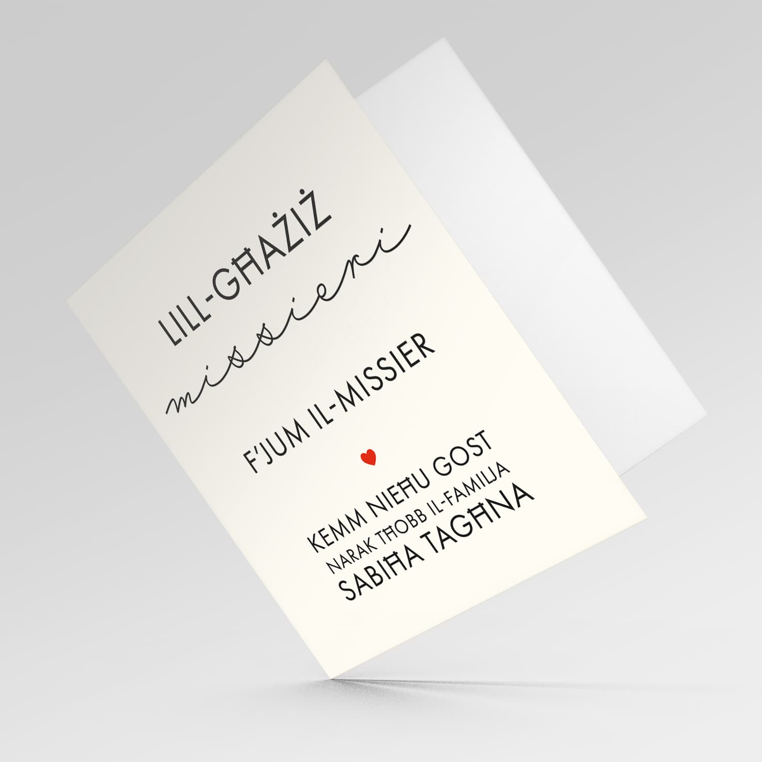 Fathers day card for Dad with red heart in Maltese