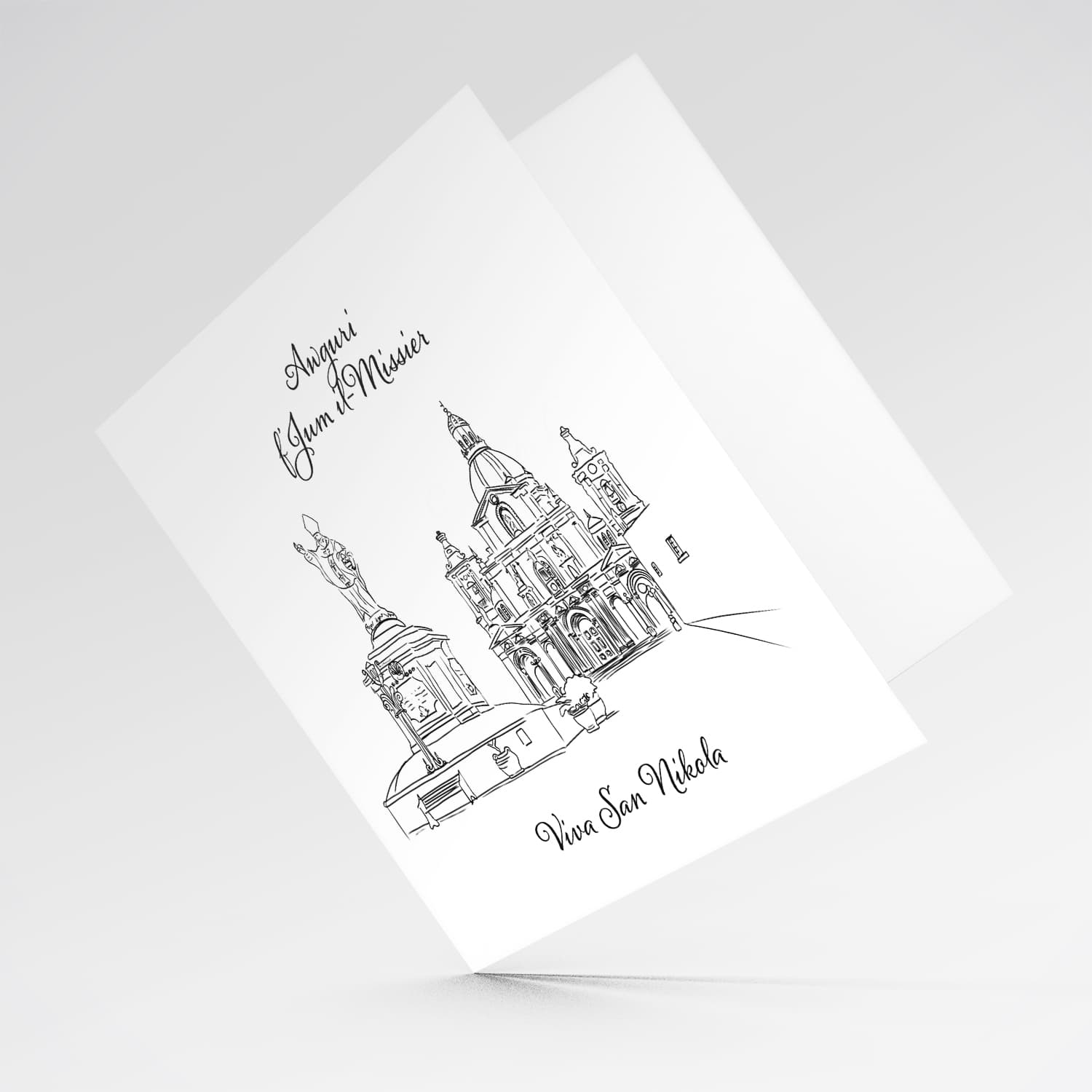 Line Art Siggiewi Parish Church, St Nicholas Happy Father's Day in Maltese