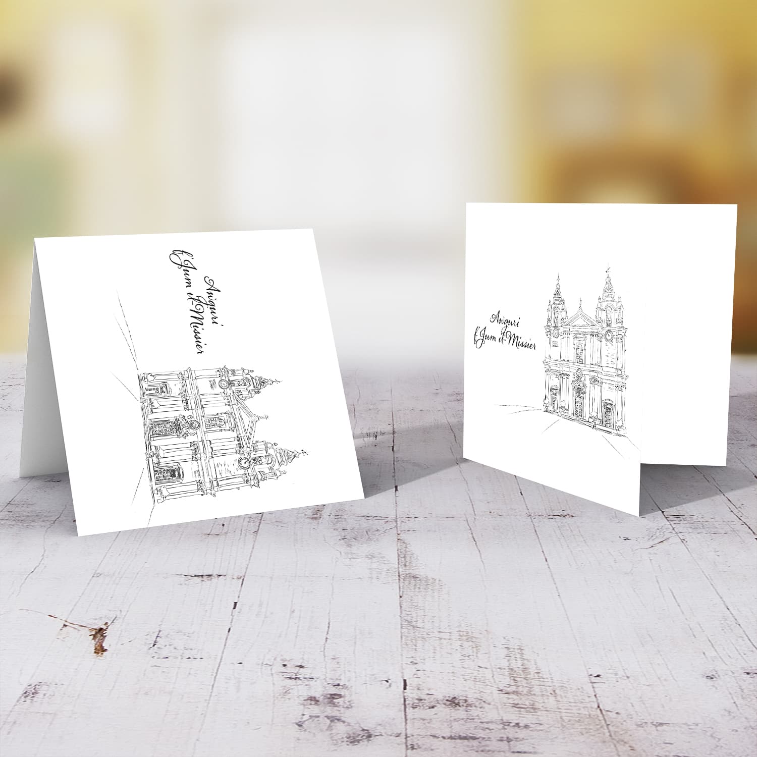Line Art - Mdina Cathedral Father's day card in Maltese