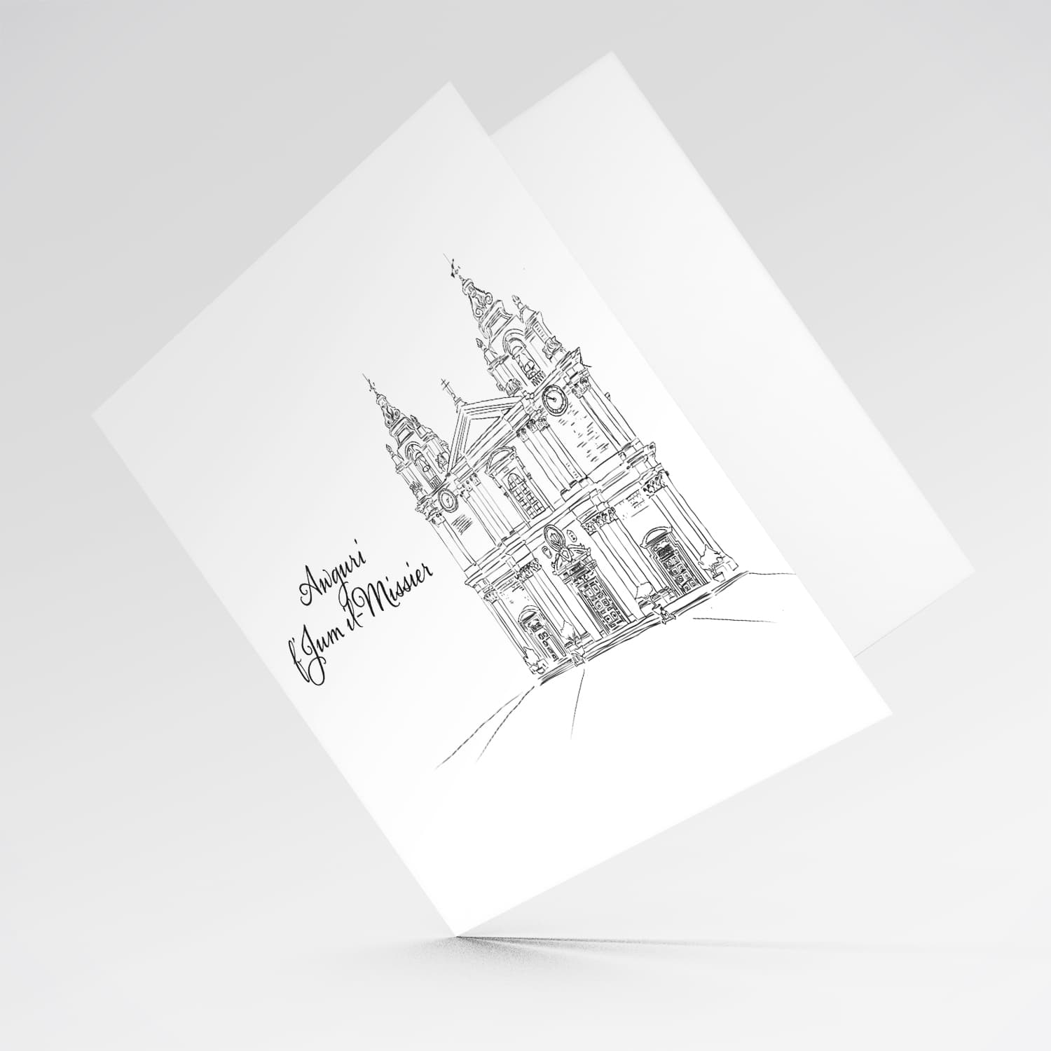 Line Art - Mdina Cathedral Father's day card in Maltese