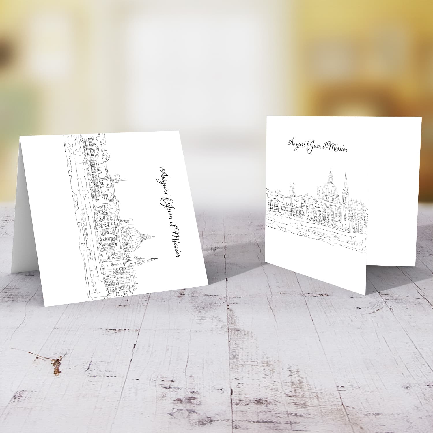Line Art Valletta Father's Day card in Maltese