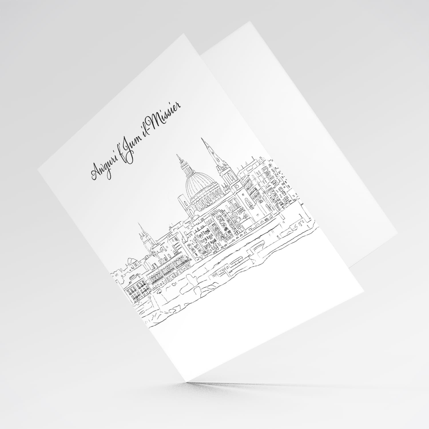 Line Art Valletta Father's Day card in Maltese
