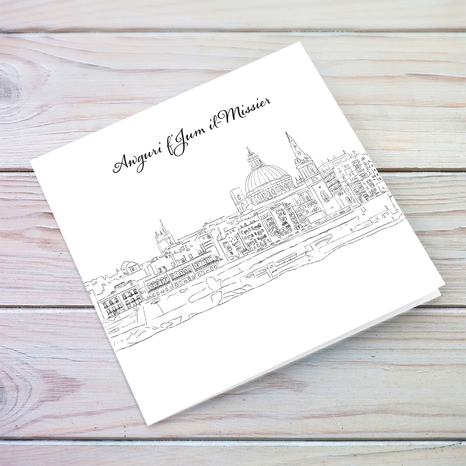 Line Art Valletta Father's Day card in Maltese
