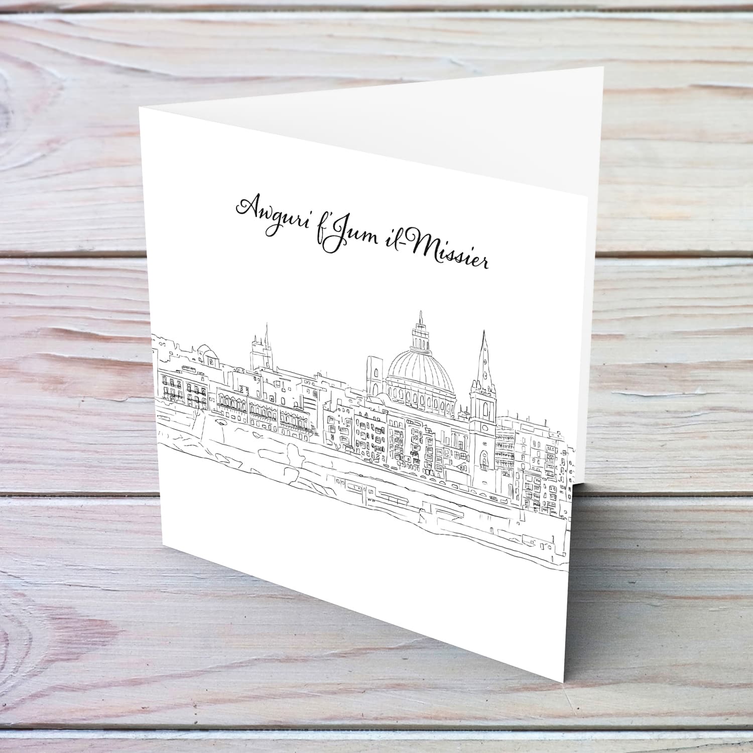 Line Art Valletta Father's Day card in Maltese