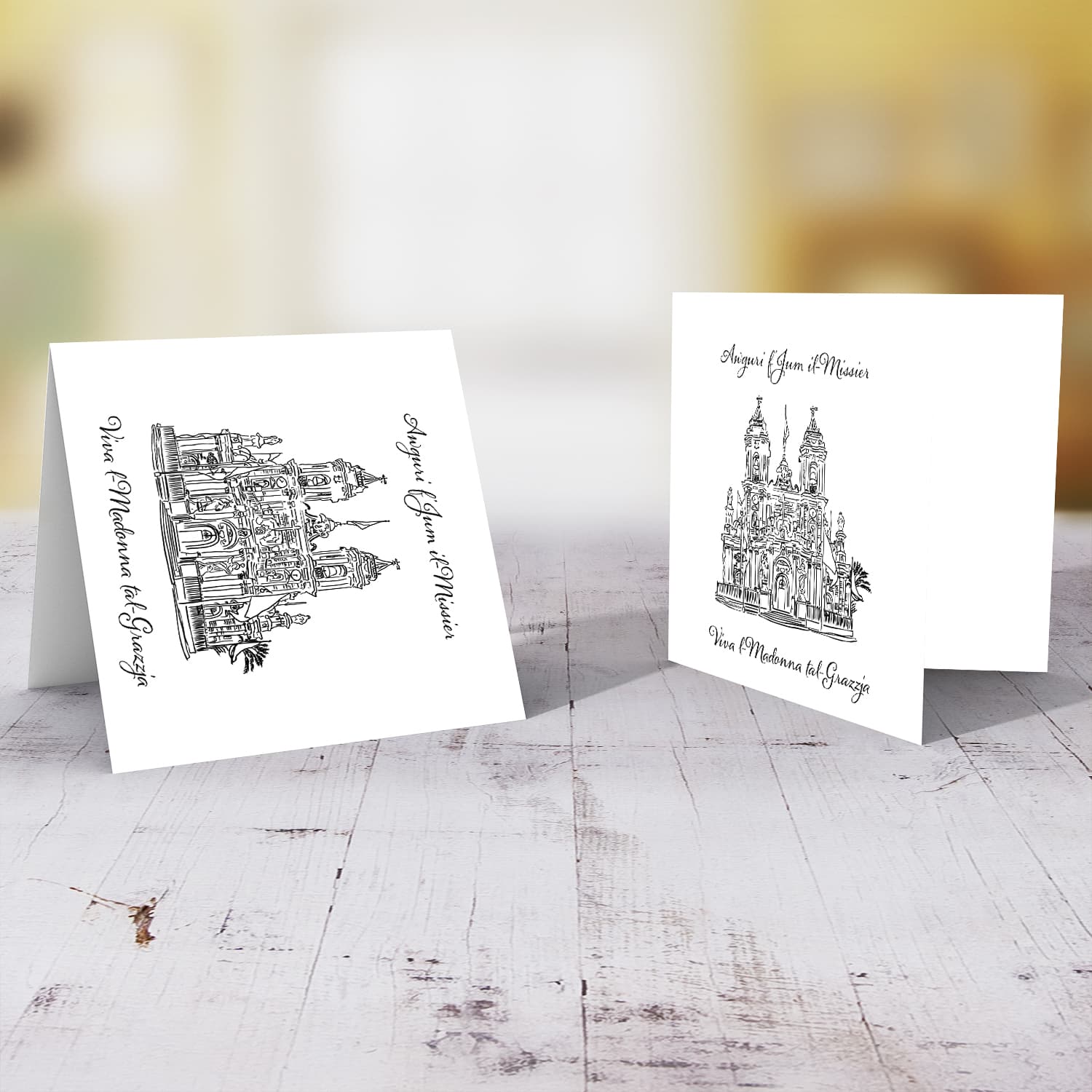 Line art - Ħaż-Żabbar Parish Church Father's Day card in Maltese