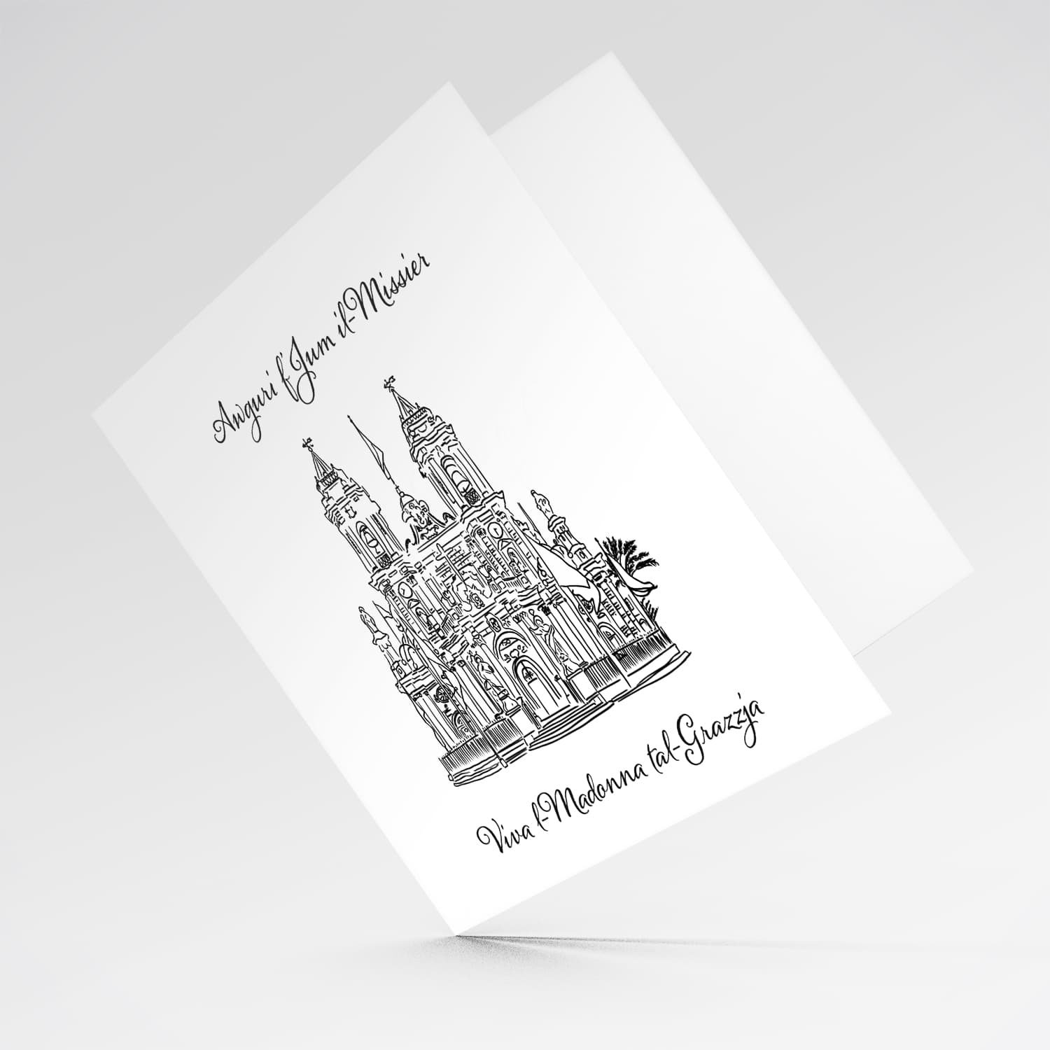 Line art - Ħaż-Żabbar Parish Church Father's Day card in Maltese