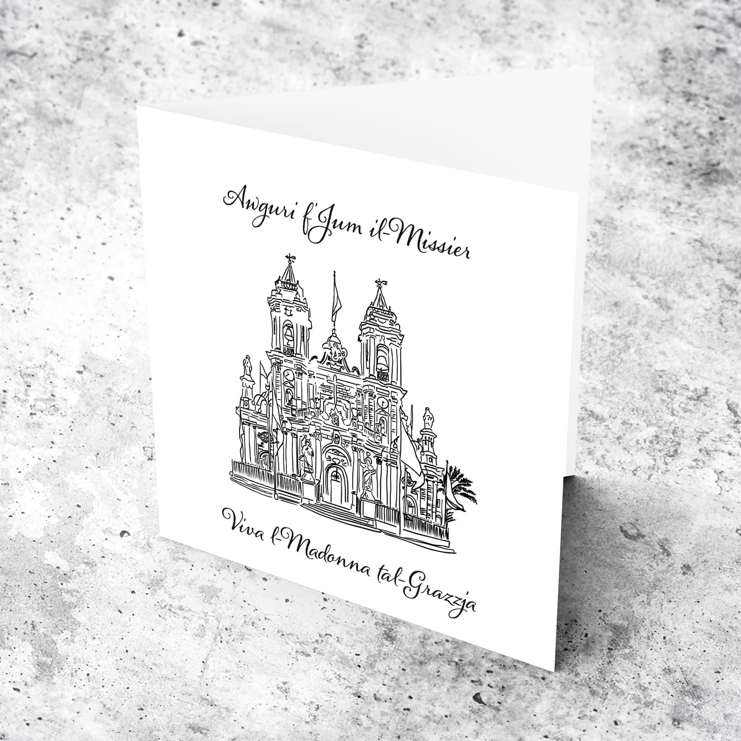 Line art - Ħaż-Żabbar Parish Church Father's Day card in Maltese