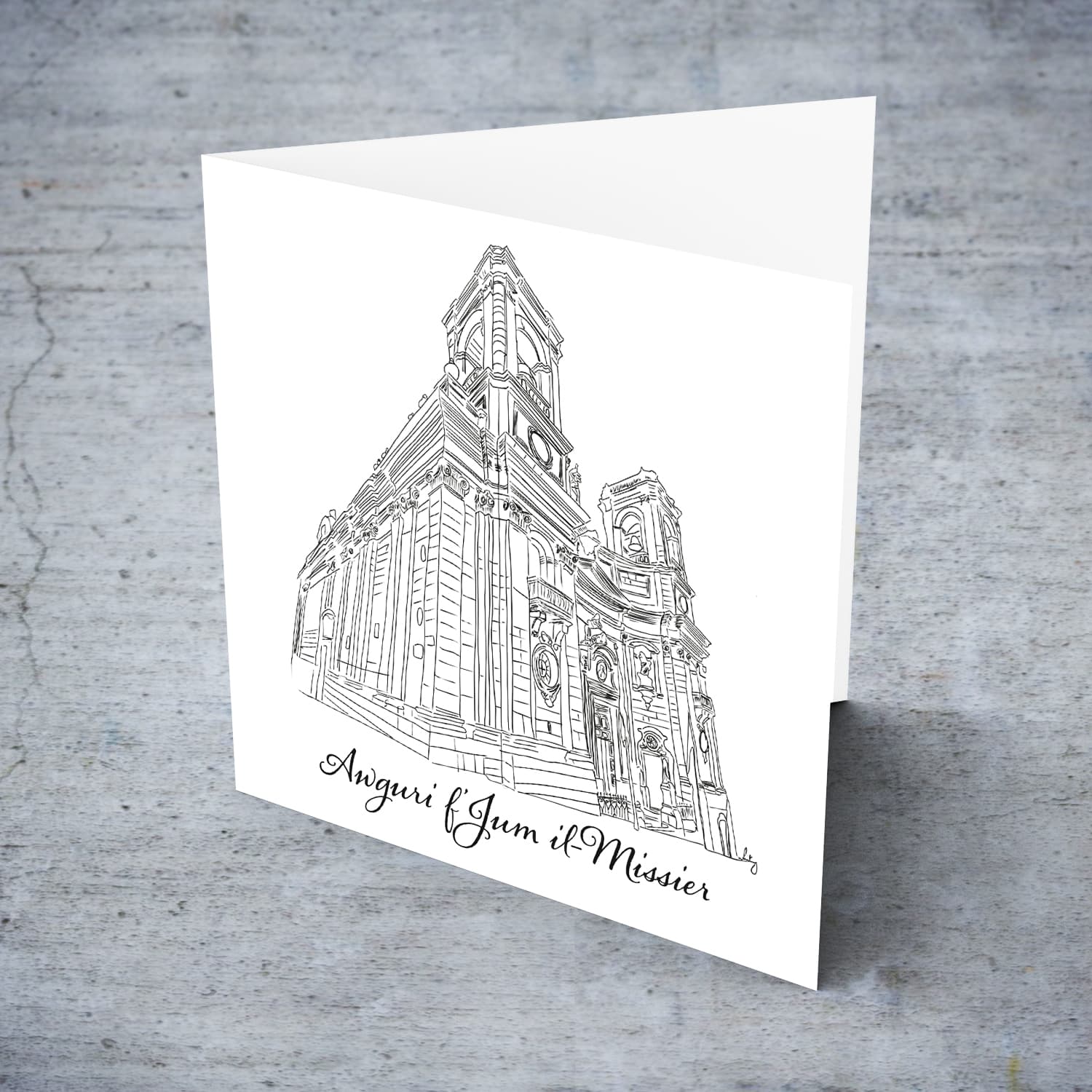 St Domnic's Church, Valletta -Father's Day Card in Maltese (Personalisable)