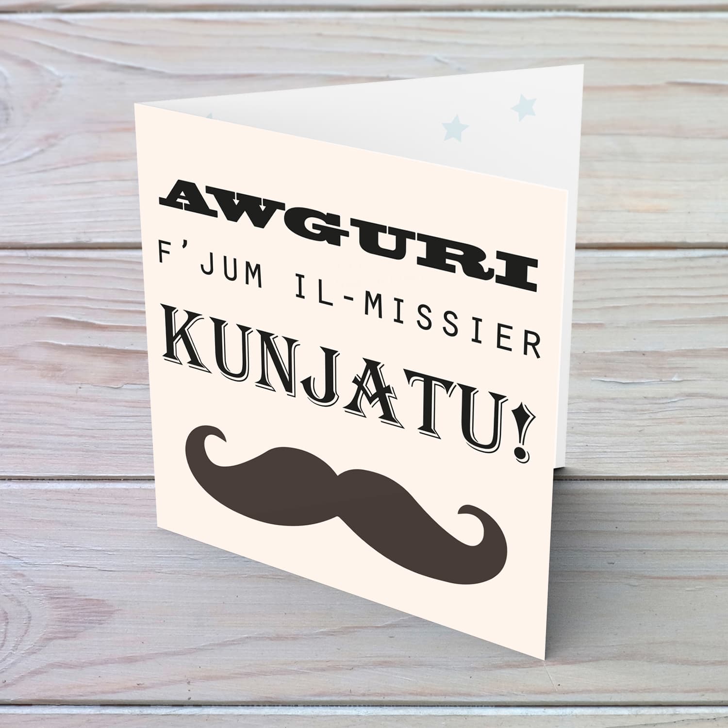 Moustache themed father's day card for Father-in-law in Maltese