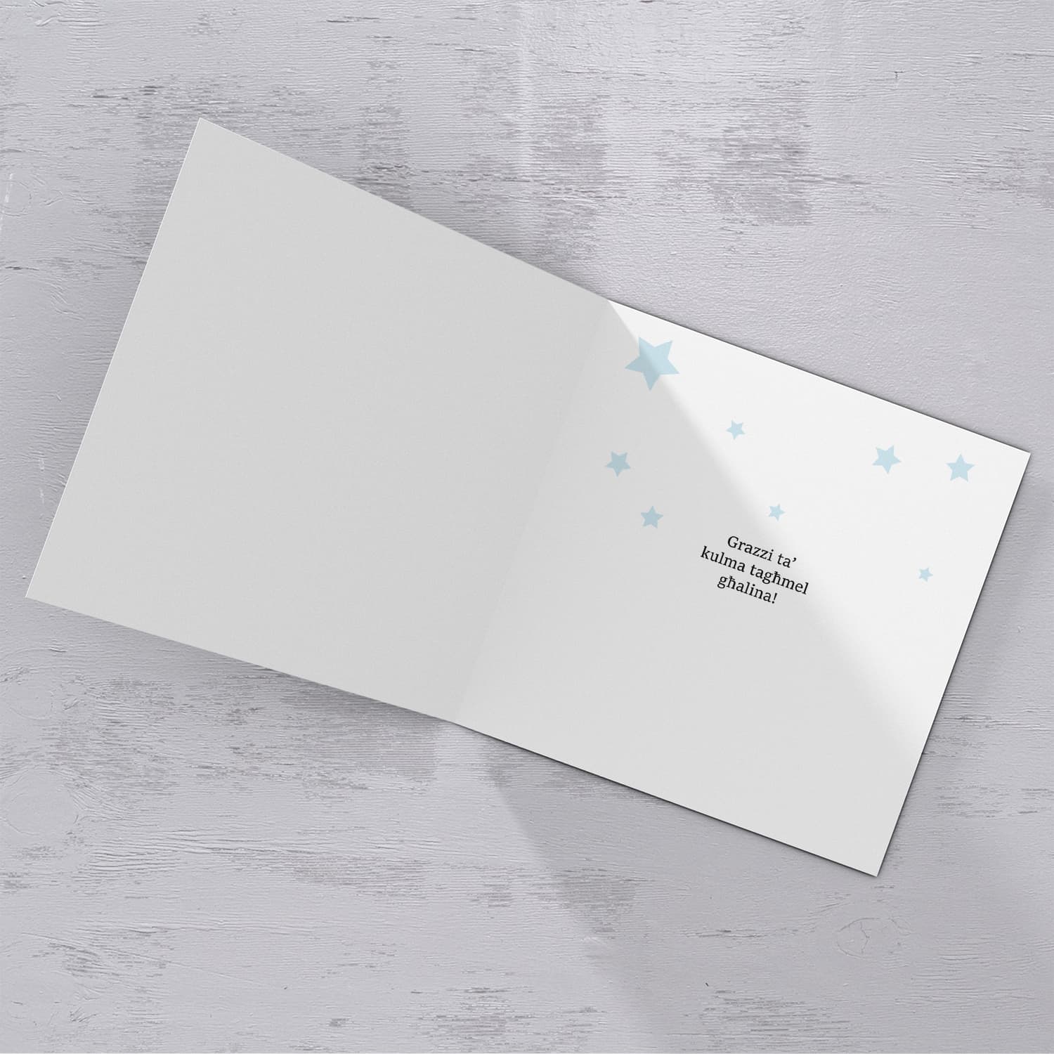 Father's Day card for Father-in-law with light green background, moustache and yellow stars in Maltese