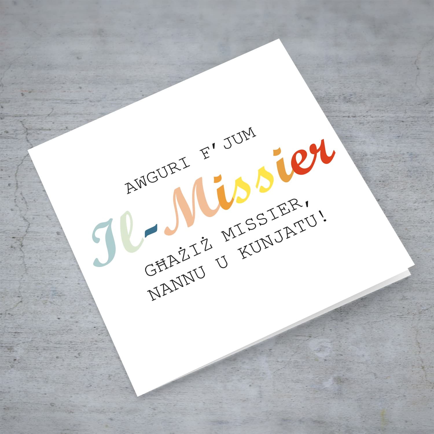 Colourful wording Father's Day Card for father, grandpa, and father-in-law in Maltese