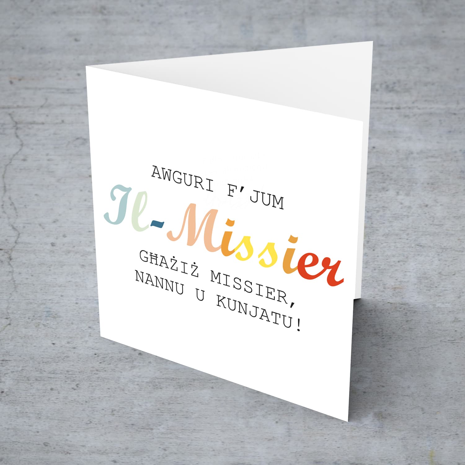 Colourful wording Father's Day Card for father, grandpa, and father-in-law in Maltese