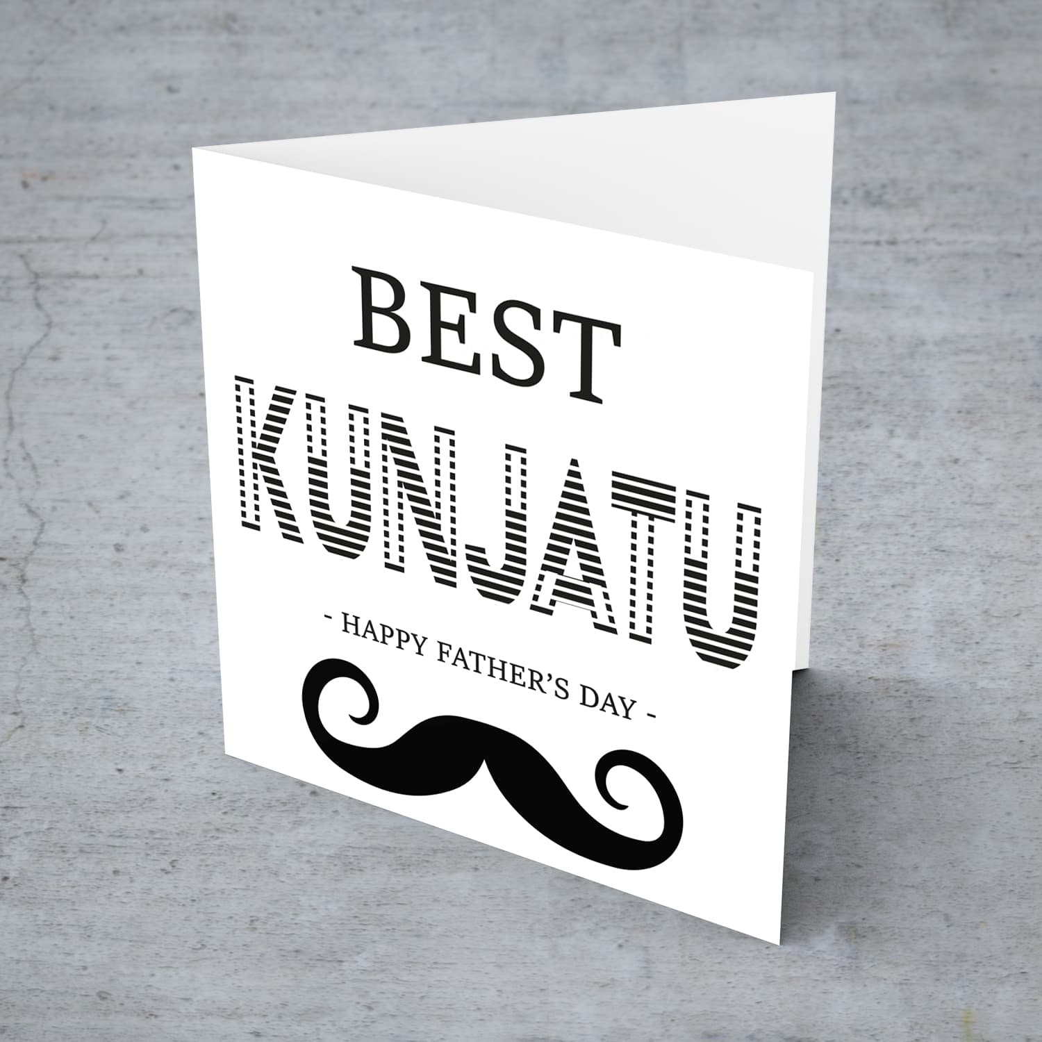 Monochrome father's day card for Kunjatu in English with moustache