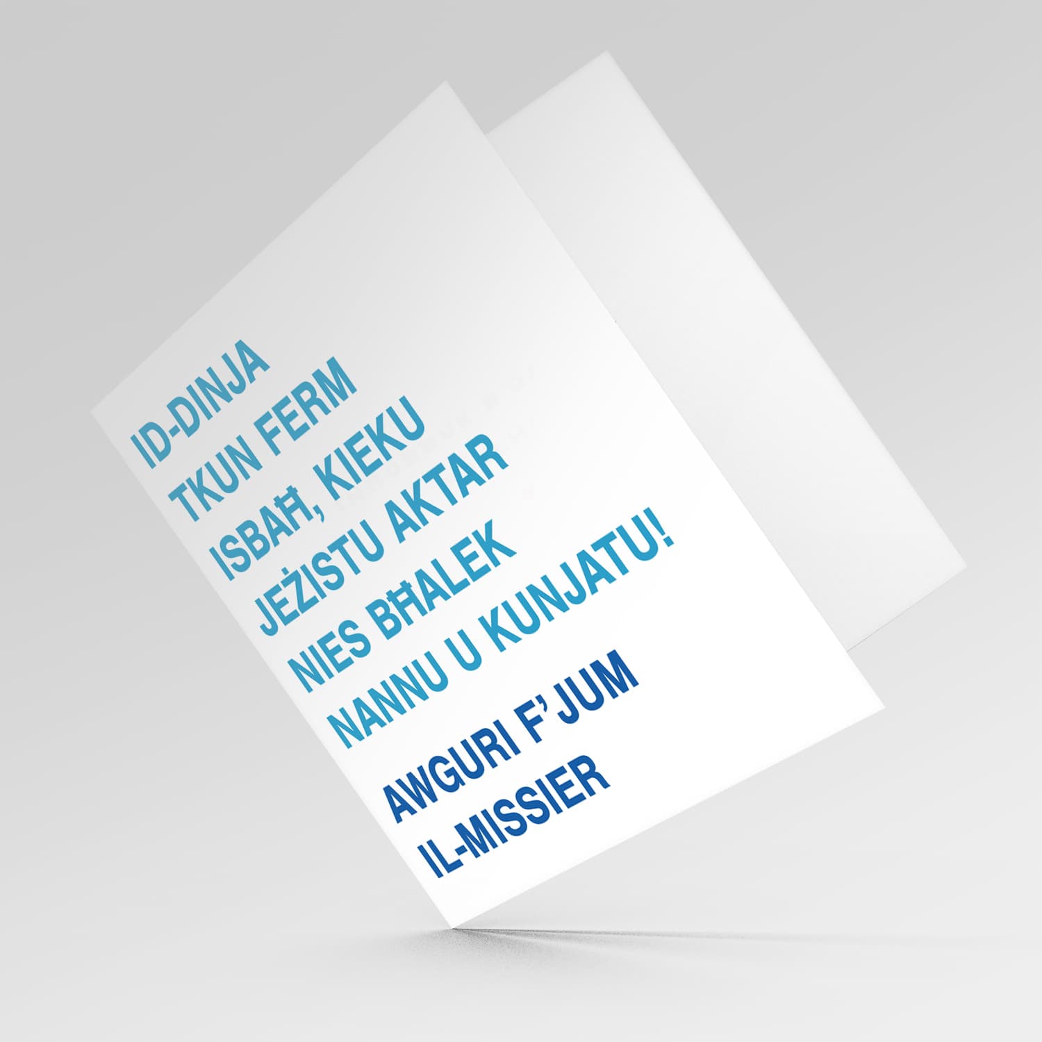 Blue two toned father's day card for Grandpa and Father-in-law in Maltese