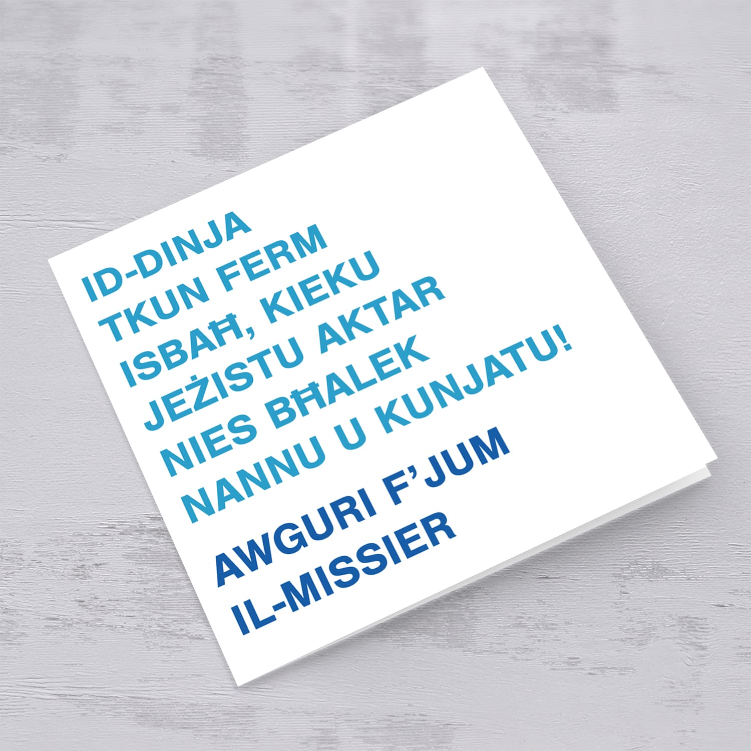 Blue two toned father's day card for Grandpa and Father-in-law in Maltese