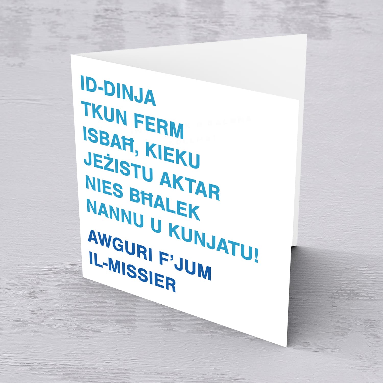 Blue two toned father's day card for Grandpa and Father-in-law in Maltese