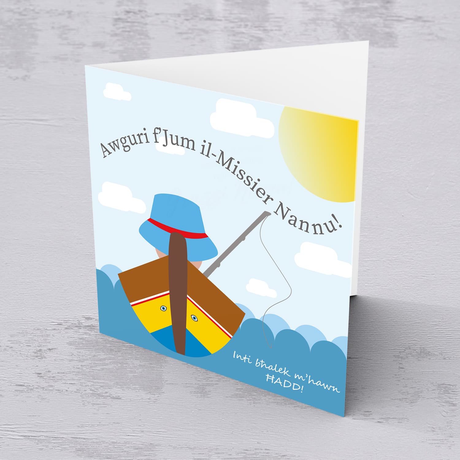 Luzzu themed Father's Day card for Grandpa in Maltese
