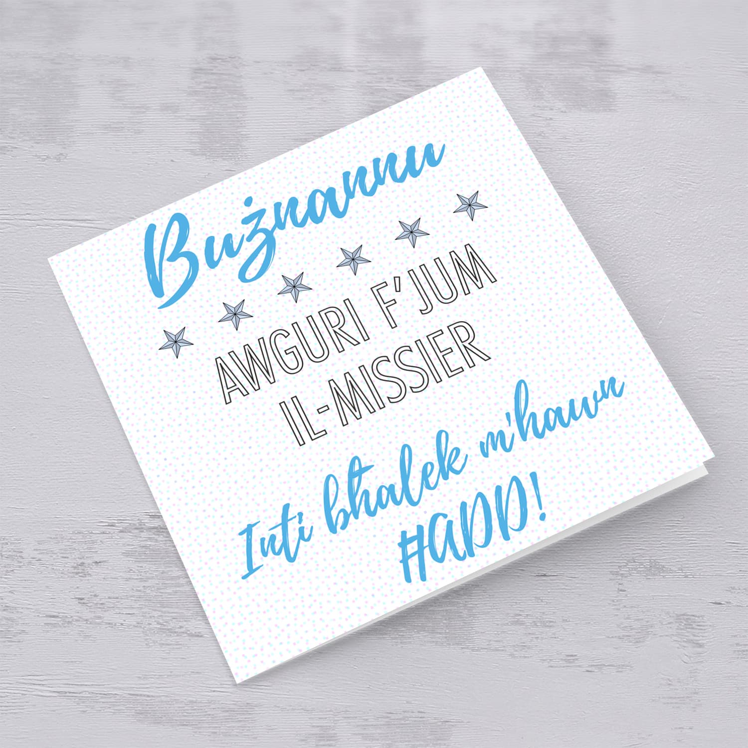 Dotted background father's day card for Bużnannu in Maltese