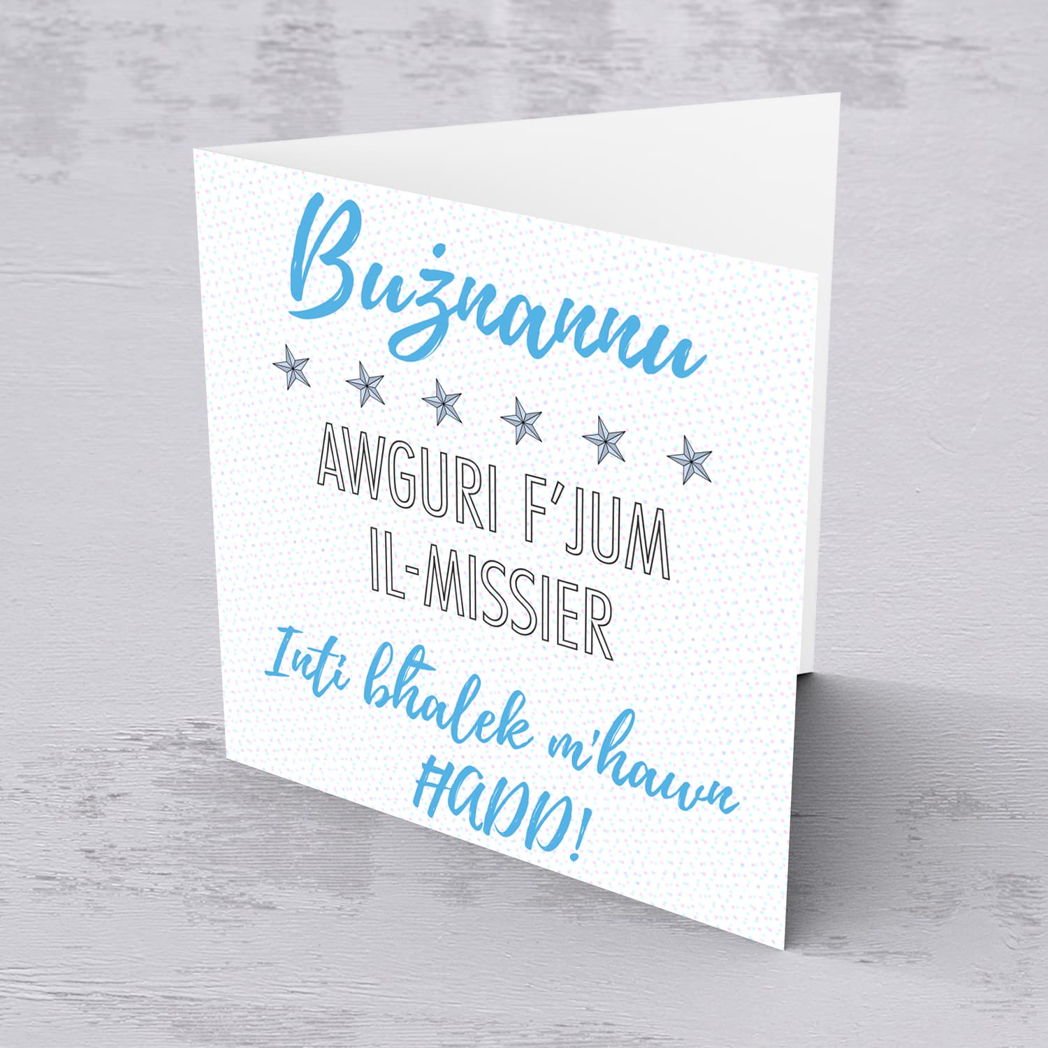 Dotted background father's day card for Bużnannu in Maltese